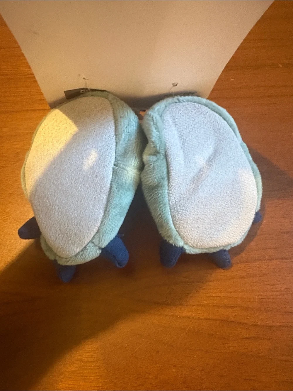 Carter's Light Green Plush Baby Slipper Mittens with Navy Claws
